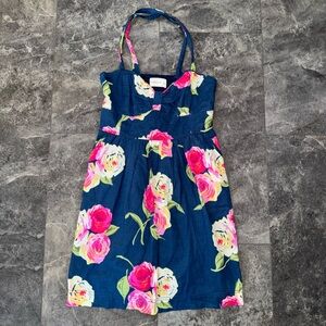 Abercrombie & Fitch Navy Blue And Pink Floral Dress Size Large